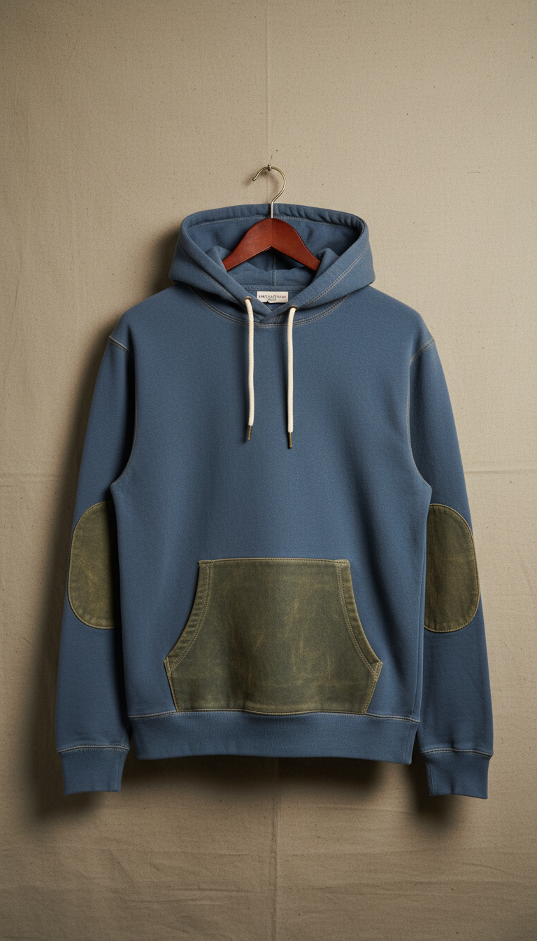 Leather Grip Hooded Sweatshirt Pull Tab